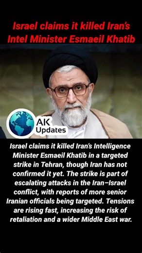 Israel claims it killed Iran’s Intelligence Minister Esmaeil Khatib.#khatib#iran#iranvsisrael#israel