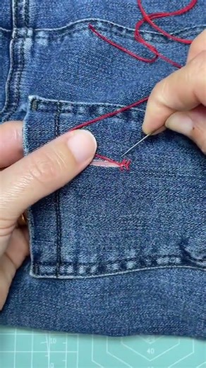 repair a torn trouser pocket by sewing it well and firmly