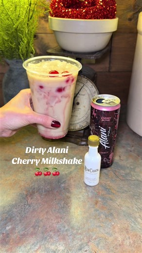 Cherry Bomb Milkshake 🍒This was so good 🍒Yum!! #cherrybomb #alani #rumchata #dirtyalanidrink #creatorsearchinsights