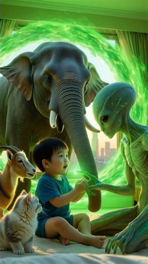 This Alien Visitor Had One Question for Our Family 👽 #cuteanimals #emotional #shorts