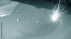 Working 3d printer close up of process. Modern 3D printer printing figure from metal close-up. Progressive additive technology for 3d printing. Working 3d printer.