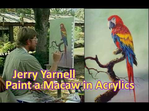 Jerry Yarnell Paints a Scarlet Macaw in Acrylics | Full Bird Painting Lesson | Realistic Feathers