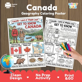 Canada Geography Coloring Page | North America Country Study | Social Studies