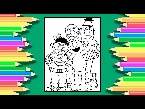Elmo and Friends from Sesame Street fun coloring page | Elmo Bert Ernie Grover | How to color