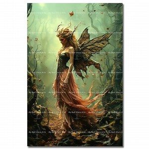Gothic Fairy Art Print - Fantasy Cottagecore Picture, Fae Poster, Dark Academia Wall Decor, Spooky Moody Pixie Faerie - Etsy