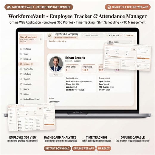 Employee Tracker Web App (offline) | Attendance, Timesheets, PTO & Shift Scheduler | Employee Database   Dashboard Reports - Etsy