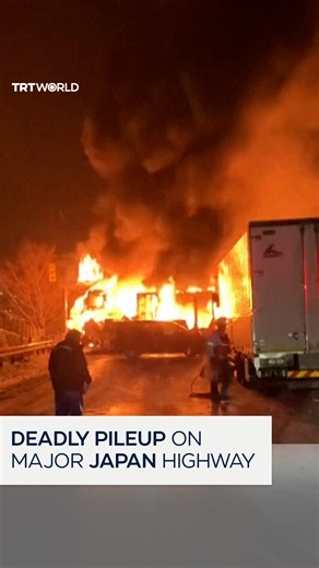 TRT World on Instagram: "At least one person was killed and 26 others injured after a multi-vehicle crash involving 56 vehicles on the Kan-etsu Expressway northwest of Tokyo on December 27, after two trucks collided in snowy conditions, triggering a chain reaction and a subsequent fire."