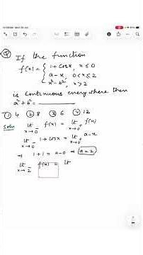 Continuity of a Piecewise Function | Find a+b #maths