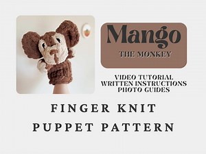 Mango Monkey Finger Knit Puppet Pattern: Chunky Knit (video Tutorial) - Etsy Australia