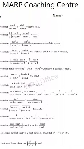 7 December 2025,MAPR COACHING CENTER TEST PAPER MATHS #maths #exam #class #jeebatch#neet