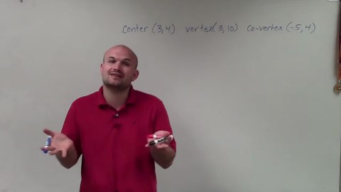 Learn to write the equation of the ellipse given the center and vertex and co vertex