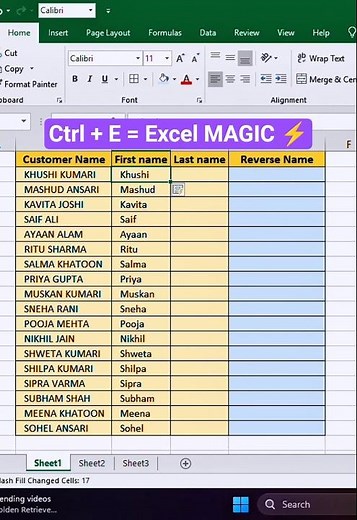 Flash Fill Excel Trick 🔥 | Excel Magic 2025 #tipsandtricks #excelformula