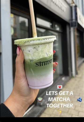 Delicious Blueberry Matcha with Vanilla Cold Foam