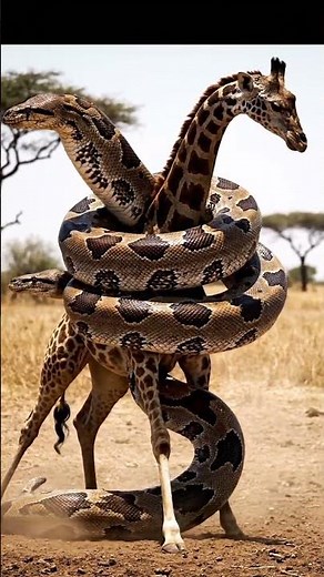 A Python hung a hige and strong giraffe