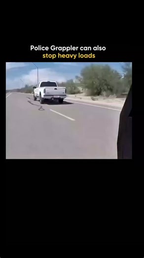 Science | curiosity | Technology on Instagram: "A police vehicle grappler is a front-mounted device used to safely stop a fleeing vehicle without a dangerous high-speed chase. When a police car follows closely, the officer deploys the grappler, which throws a net or hook that wraps around the suspect vehicle’s rear wheel. This net is attached to a strong cable connected to a controlled braking system, which gradually releases tension and slows the vehicle smoothly instead of stopping it suddenly