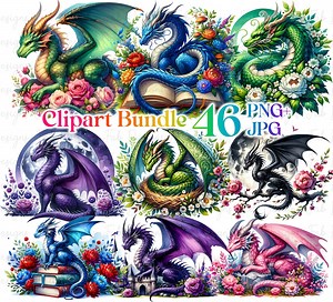 46 Fantasy Dragons PNG Bundle,magical Fairytale Dragon,watercolor Dragon Clipart,nursery Print,paper Crafts Junk Journal Scrapbooking Pngs - Etsy