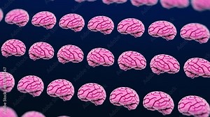 Fun biological background with animated brains, creativity and psychology concept