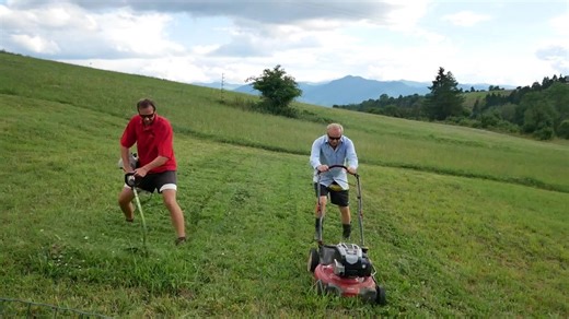 Grass Trimmer versus Lawn Mower | skiandscytheguy