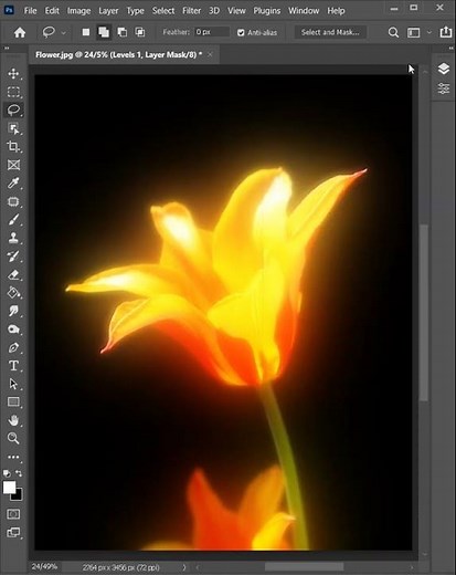 Orange Flower Glow Effect - photoshop tutorial - Adobe Photoshop