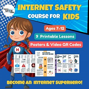 Internet Safety Course for Kids | Printable Posters & Video Lesson via QR Code - Etsy