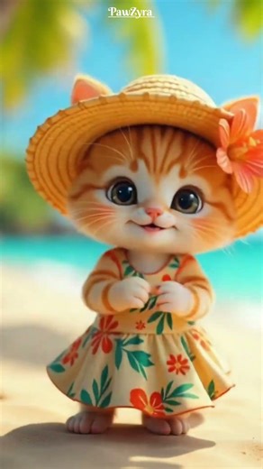 Cute Baby Cat Dancing on the Beach 🐱🏖️ | So Beautiful & Funny!