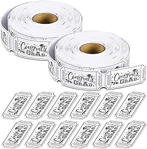 ReliThick 2 Roll of Congrats Grad Raffle Tickets Roll White Graduation Numbered Tickets 1000 Tickets for Graduation Party Supply Alumni Event Prize