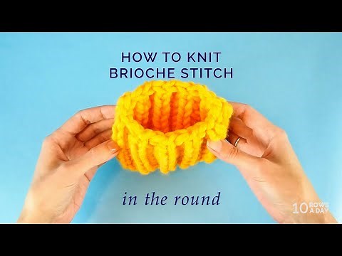 How to Knit BRIOCHE STITCH in the Round - Knitting in Under a Minute