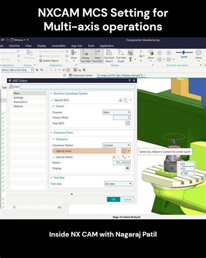 NXCAM MCS Main & MCS Local setting for multi axis #nx #nxtutorial #multiaxis #techtips #tech #ai