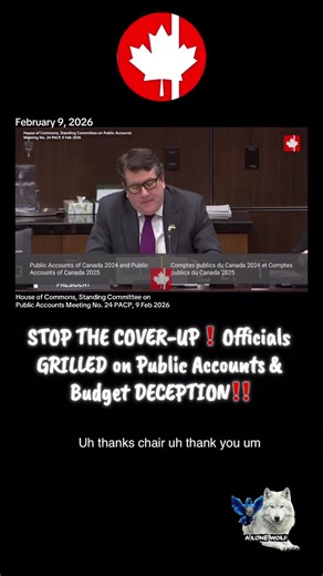 February 9, 2026; STOP THE COVER-UP❗️Officials GRILLED on Public Accounts & Budget DECEPTION‼️ The public accounts are OUT—but the story they tell is being HELD BACK. Watch as Conservative MPs tear into senior officials over the unacceptable delays and misleading 'editorial copy' surrounding Canada's financial reports. The government is attempting to bury the truth about its runaway spending and the $80 BILLION deficit, but this MP isn't backing down. They demand transparency on who is writing t