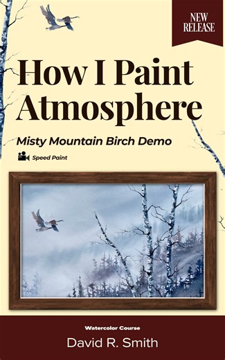 David Smith on Instagram: "Watch the mist come alive! 🌫️✨ Capturing the soft atmosphere of winter is one of my favorite things to teach. In this "Misty Mountain Birch" demo, you can see how soft washes create that feeling of depth and distance. 🌲 Want to learn this technique? This full course is part of my new Winter Wonderland Bundle (2 courses, 1 price!). 👇 Start painting today: Tap the link in my bio @davidrsmith.watercolor to get the bundle! #WatercolorProcess #WatercolorAtmosphere #Misty