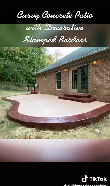 Curvy Concrete Patio with Colorful Stamped Borders