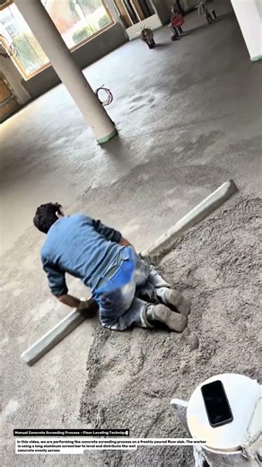 Manual Concrete Screeding Process – Floor Leveling Technique.