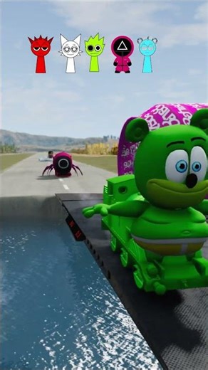 Spiderman & Batman & Gummy Bear & Squad Game & Mr.Beast VS Bollard Barbie in BeamNG.Drive