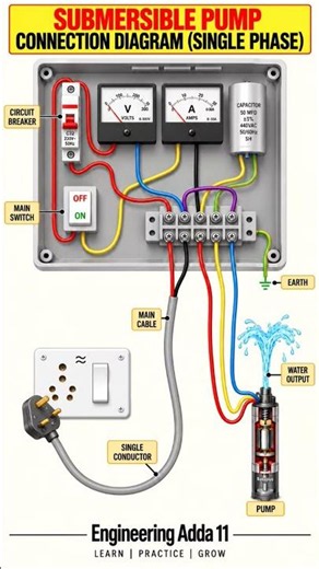 Single Phase Submersible Pump Connection Diagram ⚡💧 | Explained
