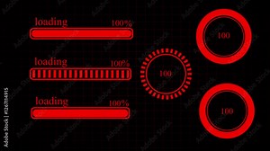 Status bar animation pack with dynamic updating, downloading, and loading effects ,loading, status bars and circles at various speeds and styles Stock Video
