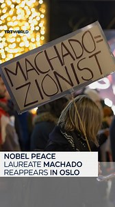 Maria Corina Machado has reappeared in Oslo after a year in hiding while protesters denounced her Nobel Peace Prize over her support for Israel and calls for US strikes on Venezuela. | TRT World