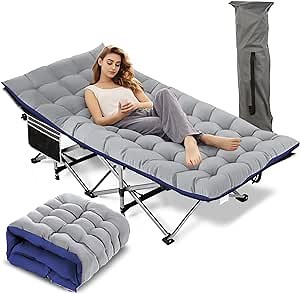 Amazon.com: Nictemaw Folding Camping Cot, Portable Camping Cots for Adults & Kids 900 LBS Heavy Duty Double Layer Oxford Sleeping Cot for Camp/Office/Home(Grey) One size fits all : Sports & Outdoors