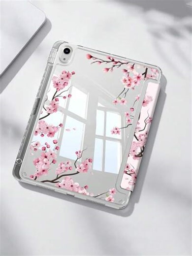 Sakura Pattern Tablet Protective Case, Suitable For IPad Air 8 (M4) 2026 (11-Inch), Air 8 (M4) 2026 (13-Inch), Air 11 Inch M3 2025 / M2 2024, Air 5th Gen 2022, (A16) 11 Inch 11th Gen 2025, Galaxy Tab, Kindle Paperwhite 12th Gen 2024, Transparent Back Cover, Fashionable Pattern Protection, Support Auto Sleep/Wake, Airbag Protection, Suitable For Gifts And Office Use. | SHEIN