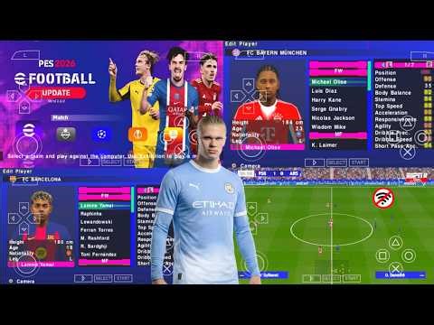 eFootball PES 2026 PPSSPP Android Offline Camera PS5 Full Update Transfers Kits 26/27 Real Faces HD
