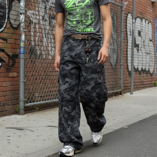Baggy Camo Cargo Pants for Men – Wide Leg Streetwear Trousers, Y2K Skater Pants, Utility Pocket Pants, Loose Fit Camouflage - Etsy