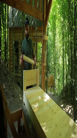 Man builds a bushcraft house in 30 days | Start to finish | Lesnoy Craft + Life in the middle of the forest. Lighting and furniture in a log house