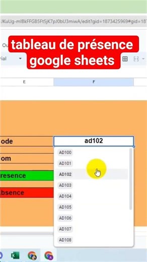 tableau de présence google sheets
