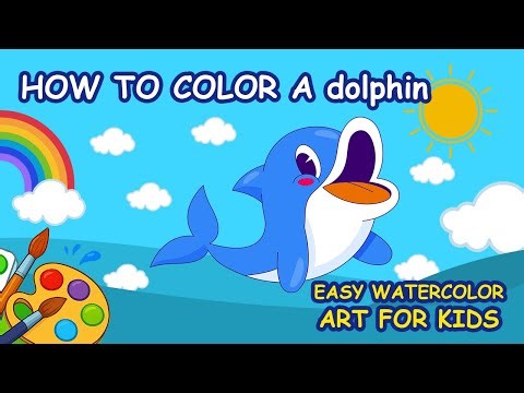 How to Color a dolphin | Easy Watercolor Art for Kids 🐬🎨