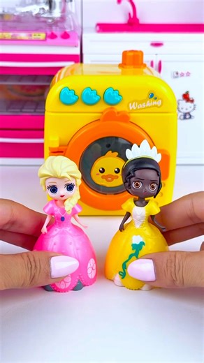ASMR Unboxing Miniature Tiara & Frozen Elsa and Washing Machine Toy | Satisfying #Shorts