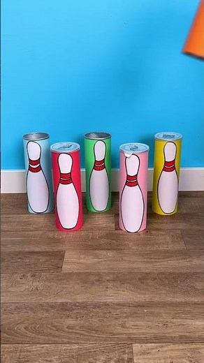 👩 Mom, Let’s Make a BOWLING GAME While Reusing CHIP CANS Together! 🎳🧒 #fun