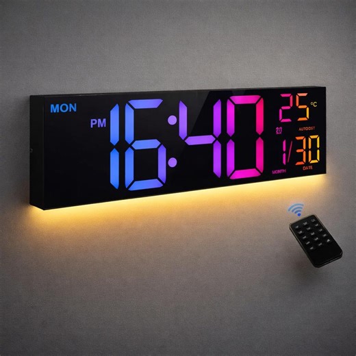 16" Large LED Digital Wall Clock | RGB Color Changing Display - Etsy