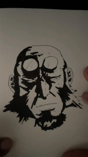 Hellboy Freehand Drawing