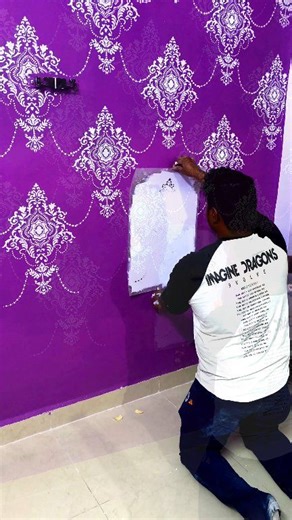 Amazing Wall Stencil Design By DIY Home Decor #texture #stencil #art #shorts #reels | Vinod Kumar Varma