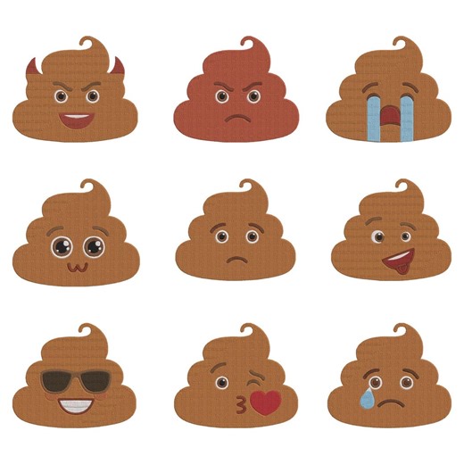 Poop Emoji Embroidery Design, Funny Poop Face Emoji Machine Embroidery File, 9 Design, 5 Size, Instant Download - Etsy