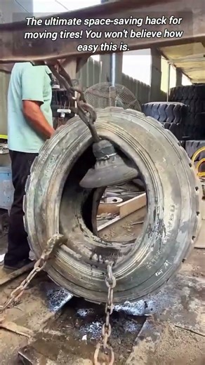 Clever tire stacking trick.